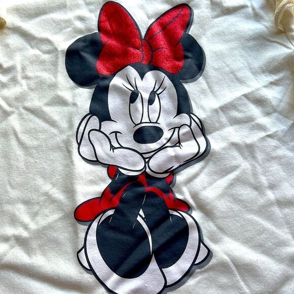 Disney Junior Minnie Kids Cream Top with Ruffle Long Sleeve Girls Sz 4 - Picture 2 of 3